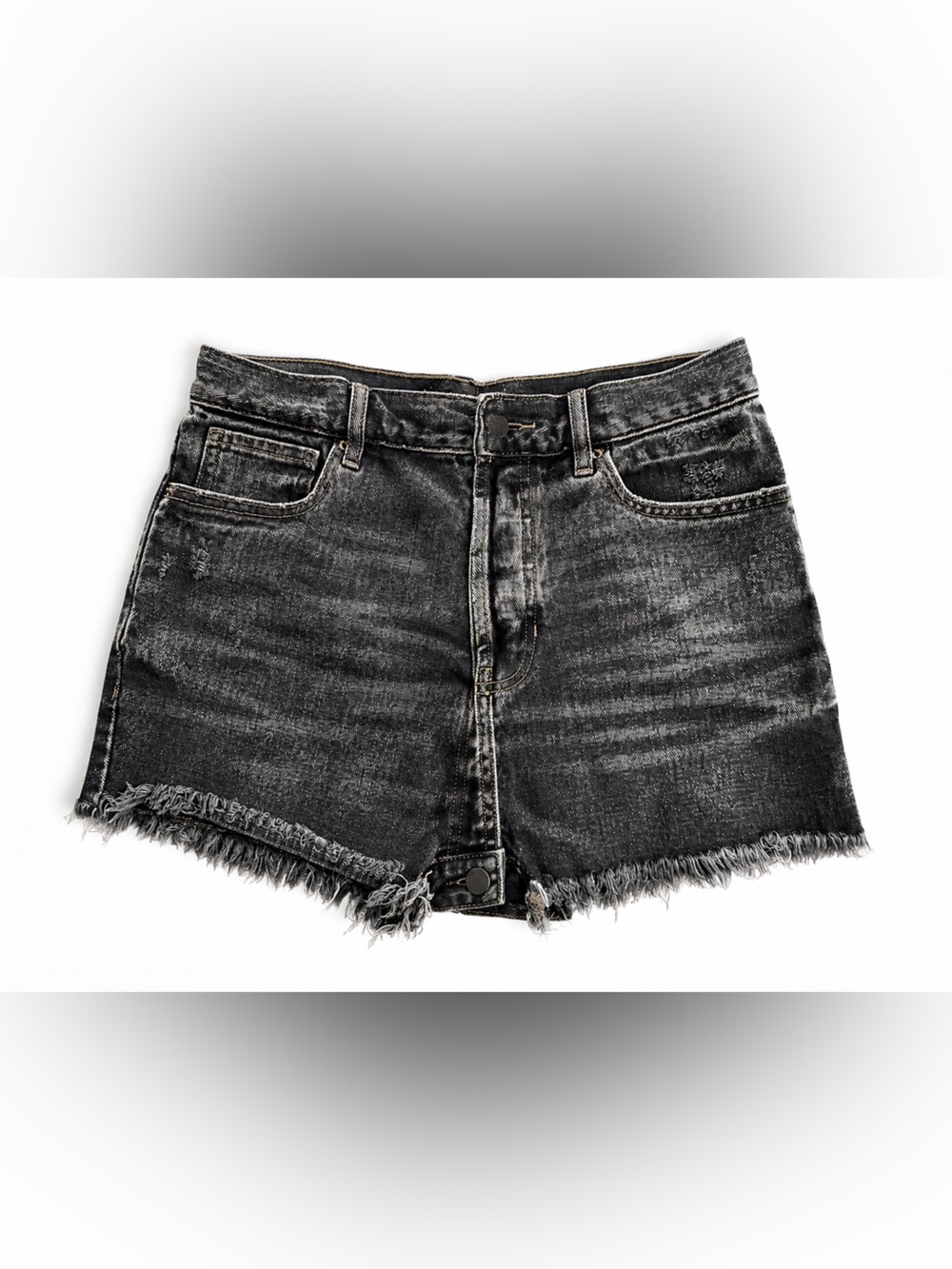 PacSun Vintage High Rise Black Frayed Hem Denim Shorts Size 28